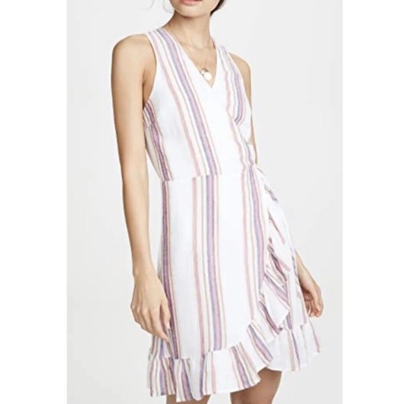 Rails Wrap Dress Women XSmall Cream Jewel Striped Madison Lightweight Sleeveless - Picture 3 of 11